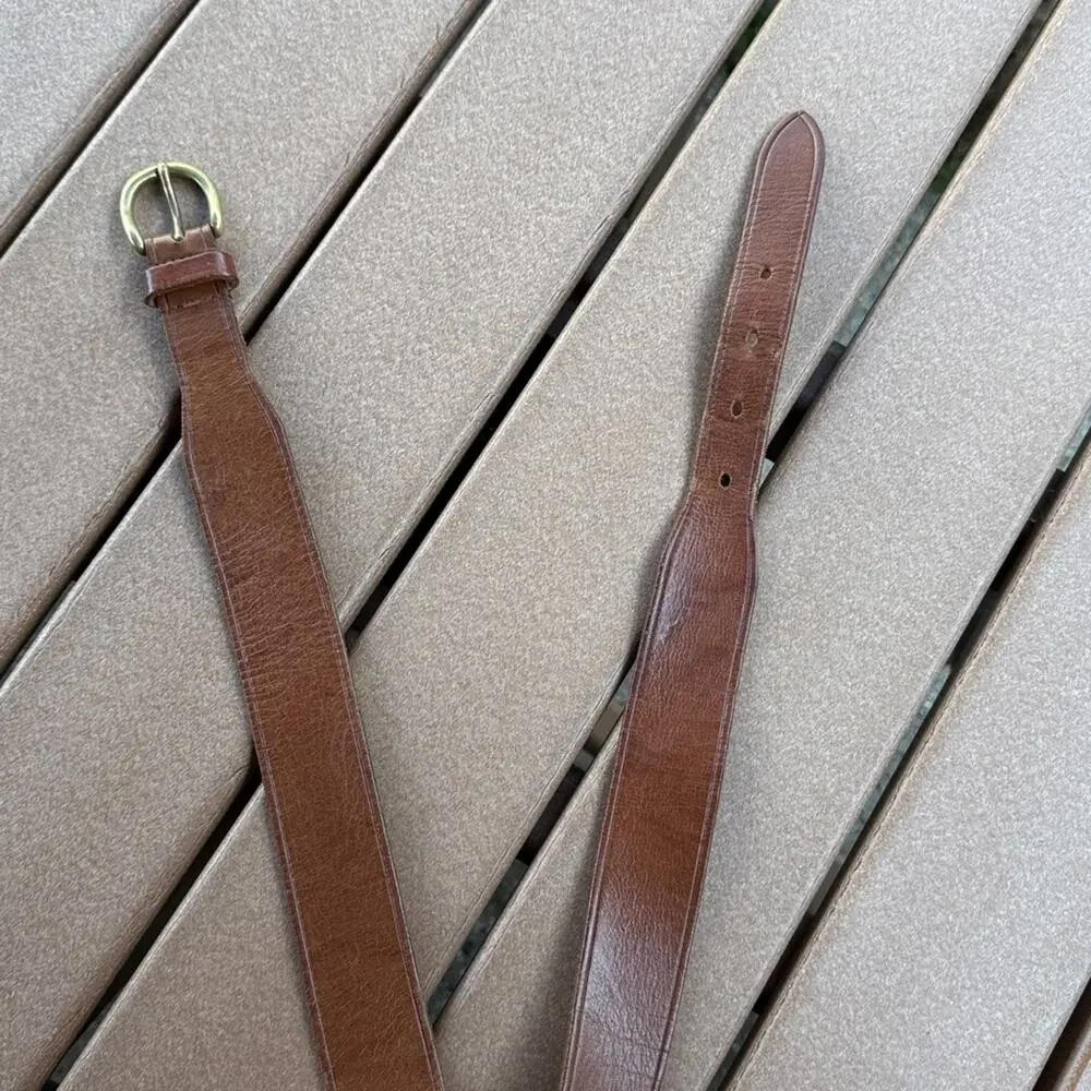 Next Accessory Brown Leather Belt with Gold Buckle Size 10